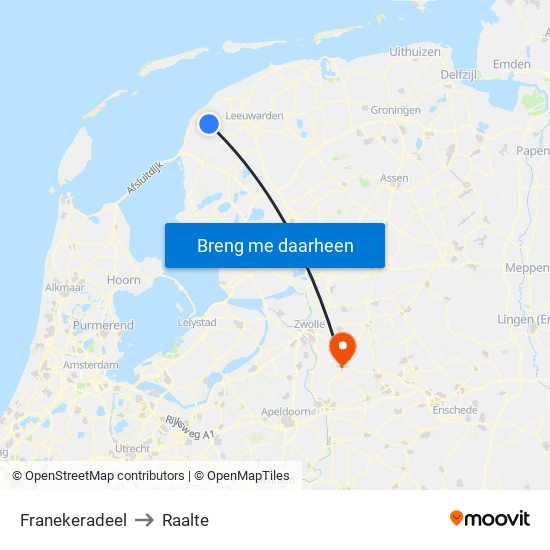 Franekeradeel to Raalte map