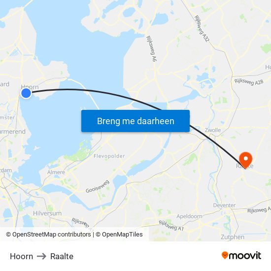 Hoorn to Raalte map