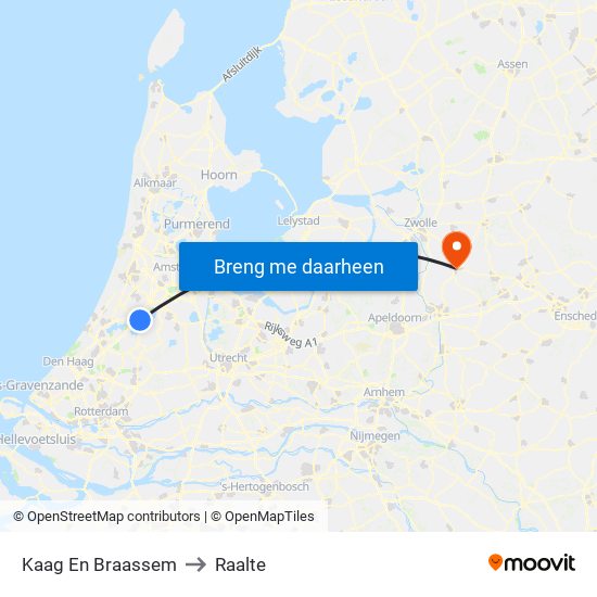 Kaag En Braassem to Raalte map