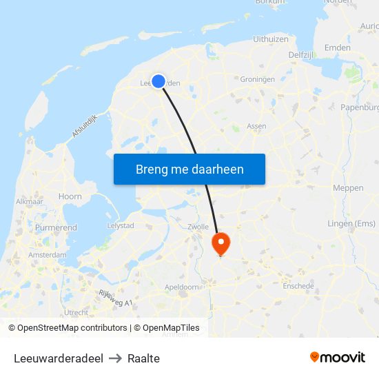 Leeuwarderadeel to Raalte map