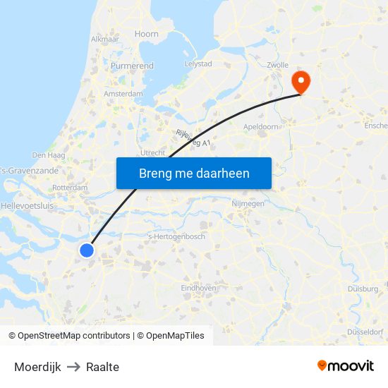 Moerdijk to Raalte map