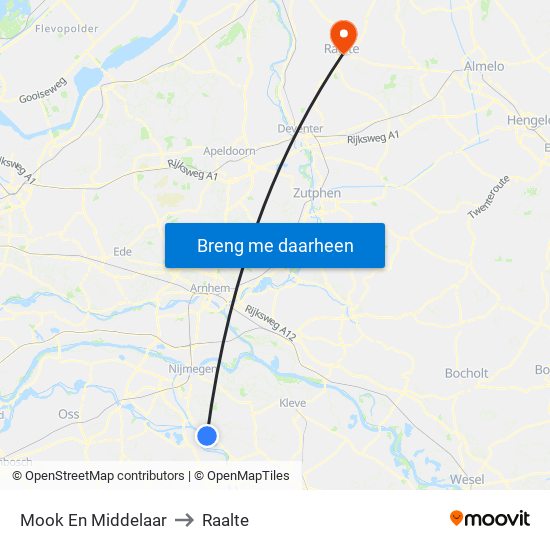 Mook En Middelaar to Raalte map