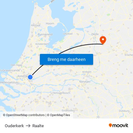 Ouderkerk to Raalte map