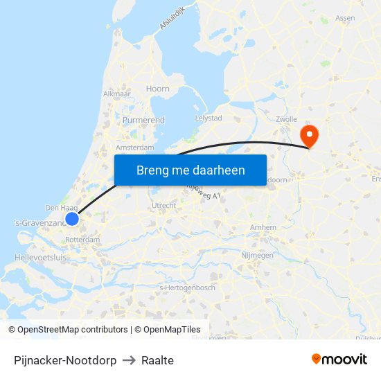 Pijnacker-Nootdorp to Raalte map