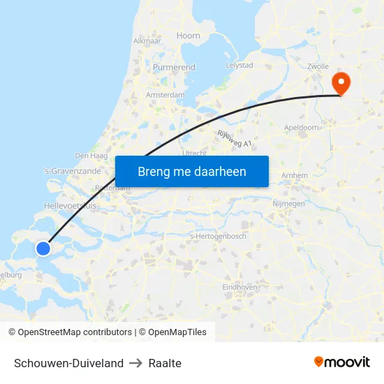 Schouwen-Duiveland to Raalte map