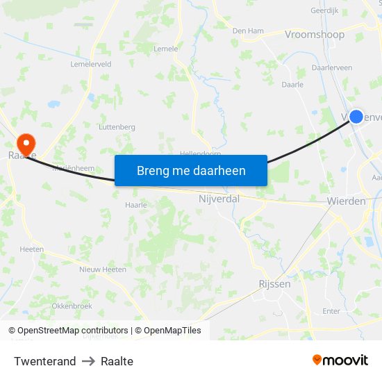 Twenterand to Raalte map