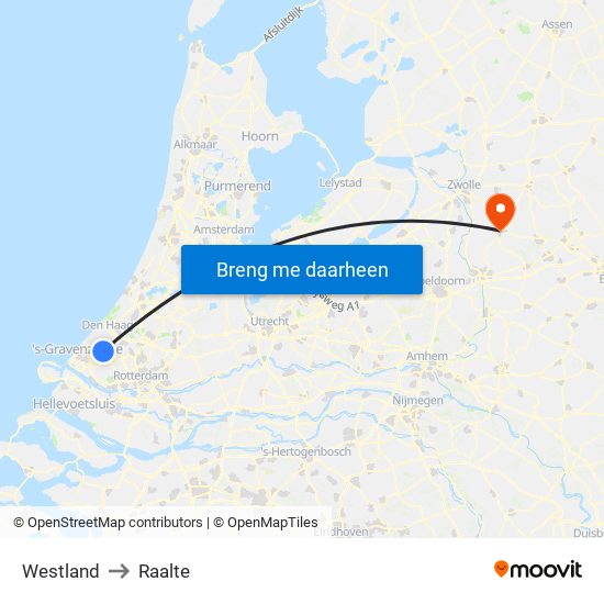 Westland to Raalte map