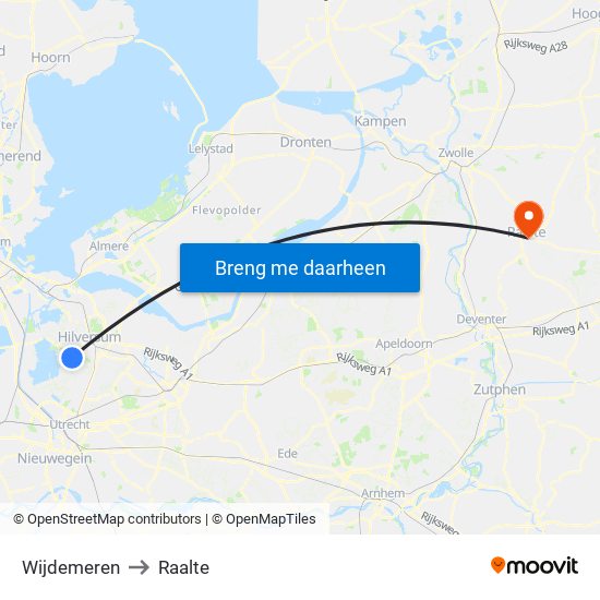 Wijdemeren to Raalte map