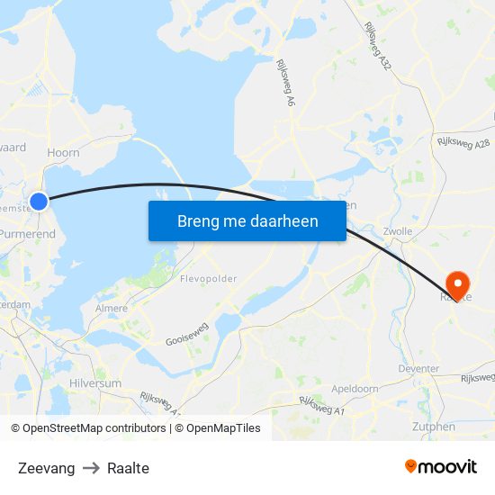 Zeevang to Raalte map