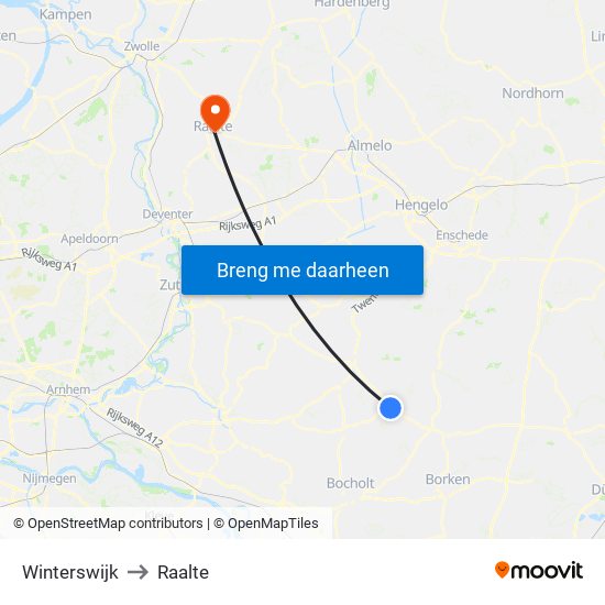 Winterswijk to Raalte map