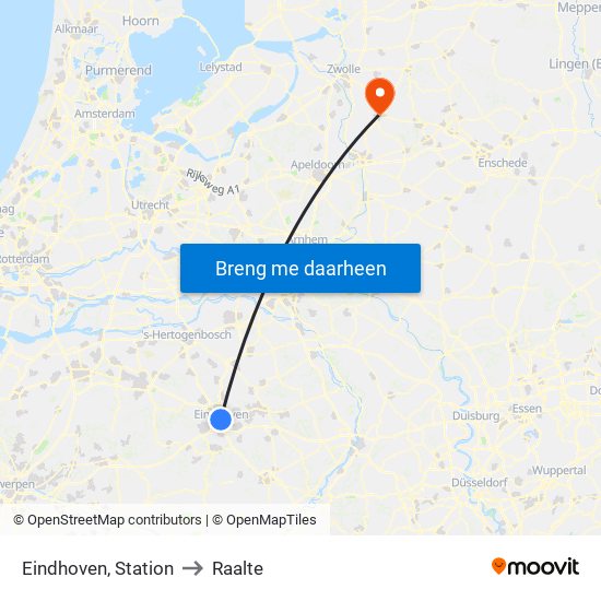 Eindhoven, Station to Raalte map