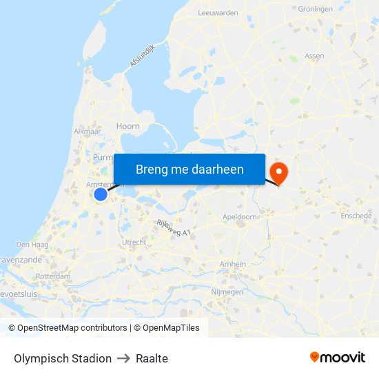 Olympisch Stadion to Raalte map