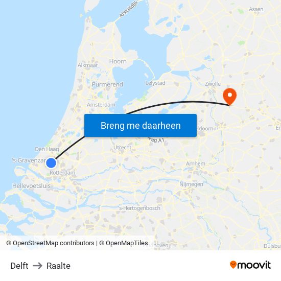 Delft to Raalte map