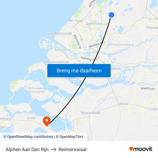 Alphen Aan Den Rijn to Reimerswaal map