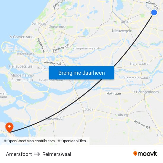 Amersfoort to Reimerswaal map