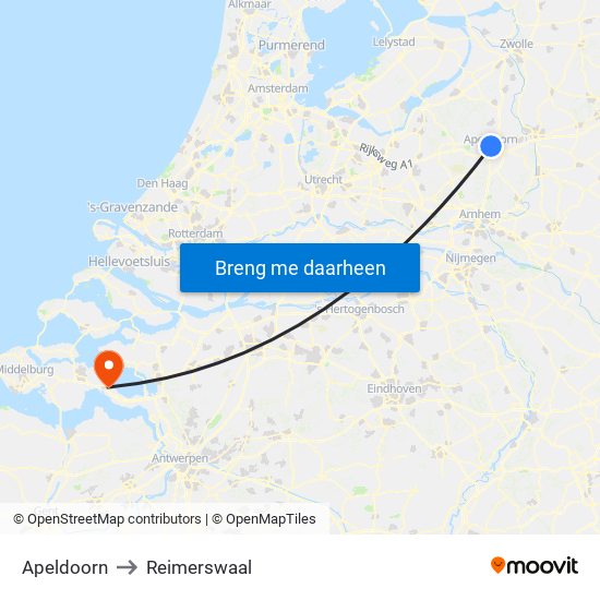 Apeldoorn to Reimerswaal map