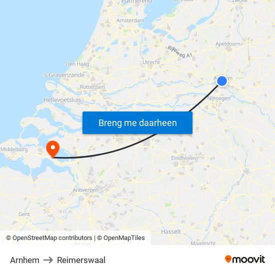 Arnhem to Reimerswaal map