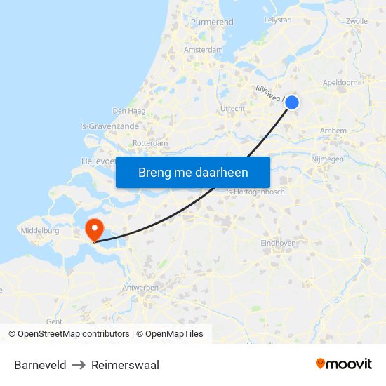 Barneveld to Reimerswaal map
