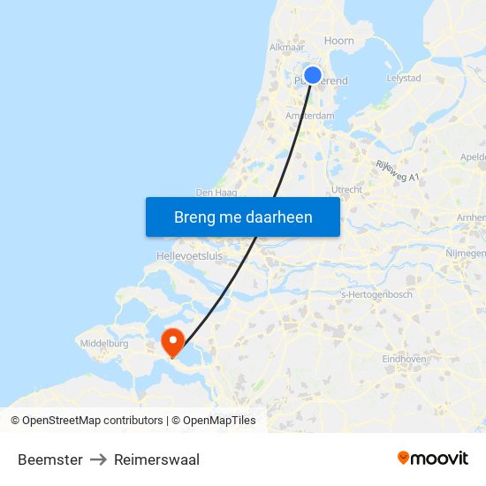 Beemster to Reimerswaal map