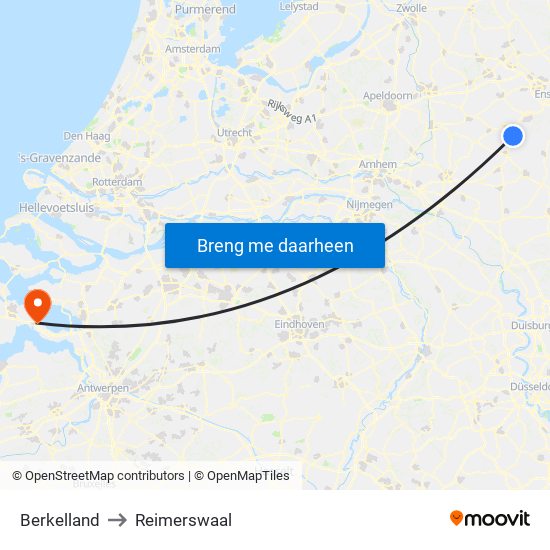 Berkelland to Reimerswaal map