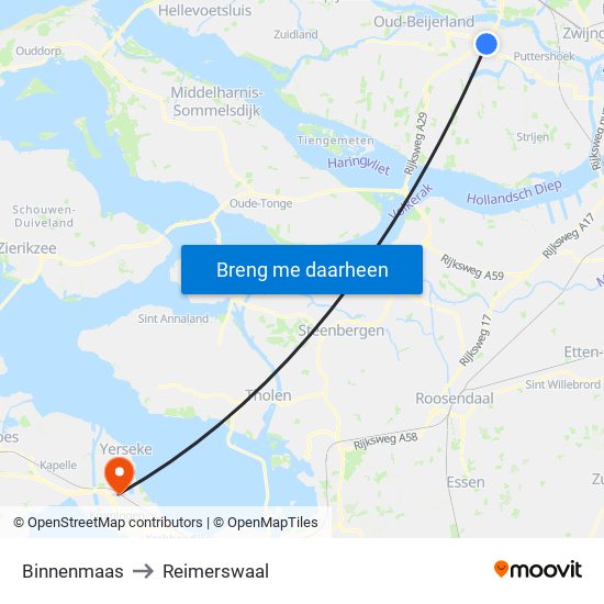 Binnenmaas to Reimerswaal map