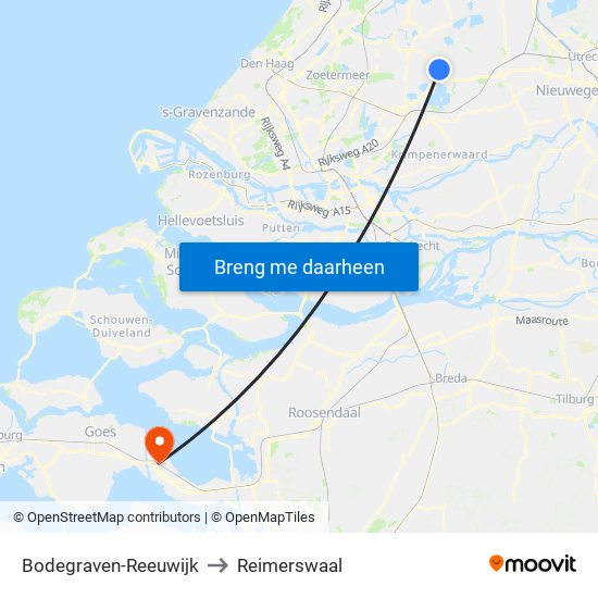 Bodegraven-Reeuwijk to Reimerswaal map