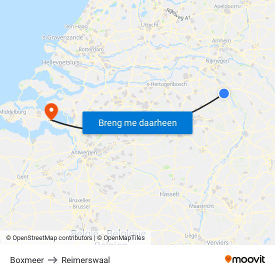 Boxmeer to Reimerswaal map