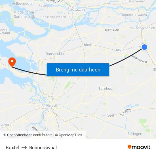 Boxtel to Reimerswaal map