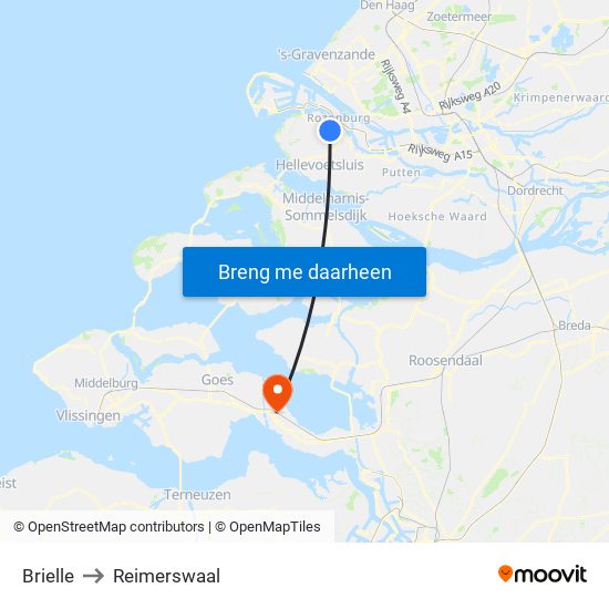 Brielle to Reimerswaal map