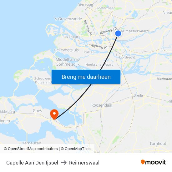 Capelle Aan Den Ijssel to Reimerswaal map