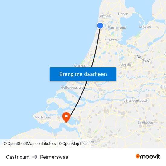 Castricum to Reimerswaal map