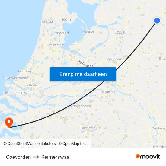 Coevorden to Reimerswaal map