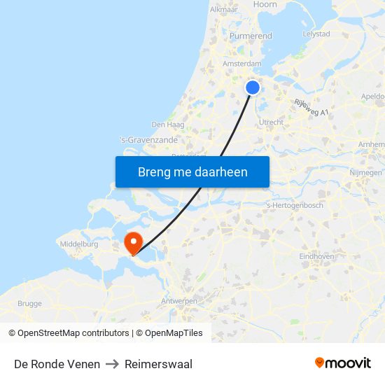 De Ronde Venen to Reimerswaal map