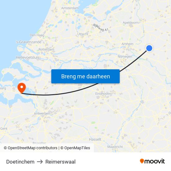Doetinchem to Reimerswaal map