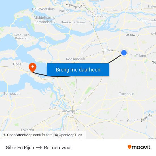 Gilze En Rijen to Reimerswaal map