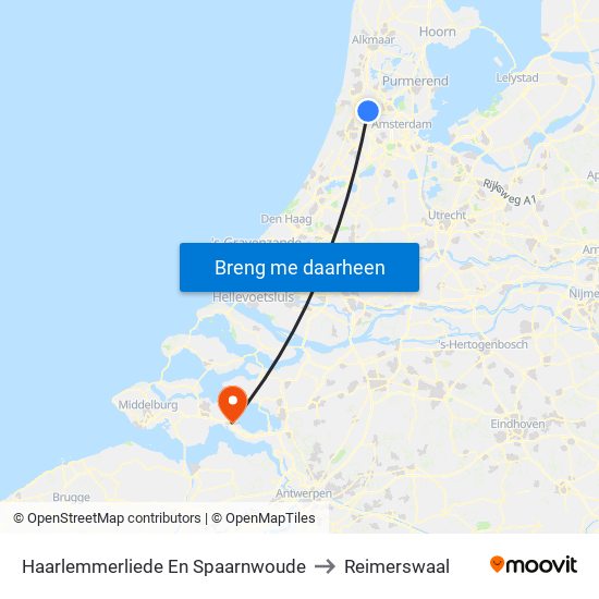 Haarlemmerliede En Spaarnwoude to Reimerswaal map
