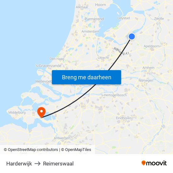 Harderwijk to Reimerswaal map