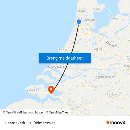 Heemskerk to Reimerswaal map