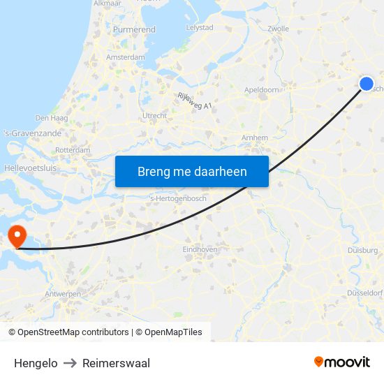 Hengelo to Reimerswaal map