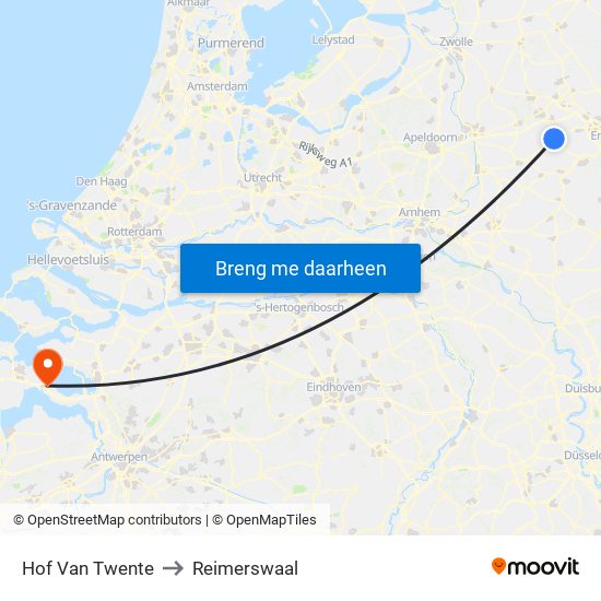 Hof Van Twente to Reimerswaal map