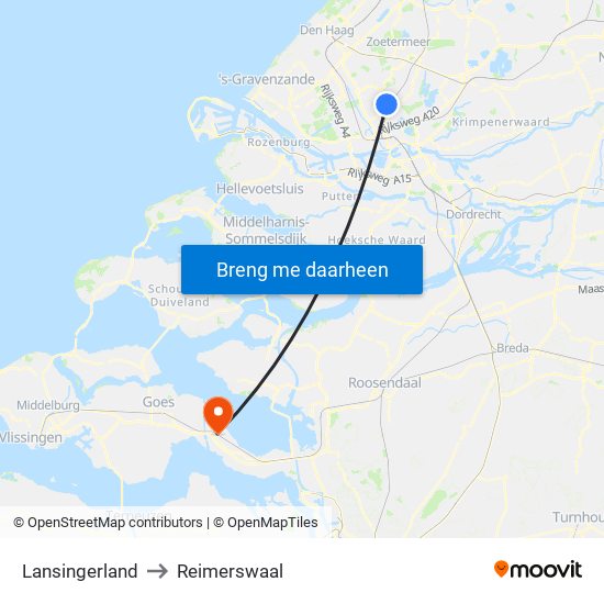 Lansingerland to Reimerswaal map