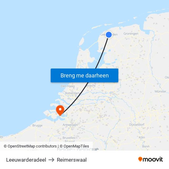 Leeuwarderadeel to Reimerswaal map