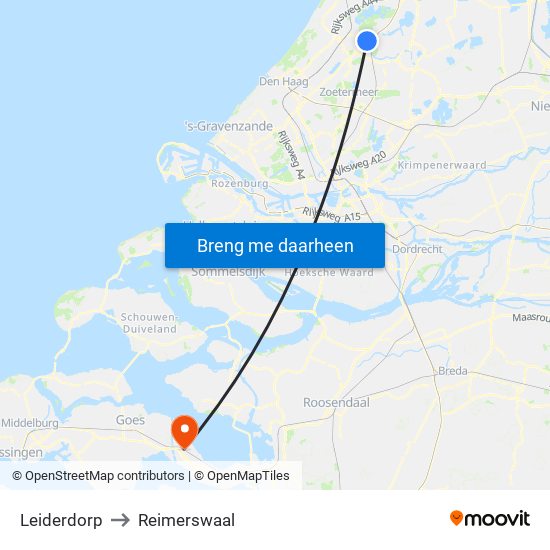 Leiderdorp to Reimerswaal map