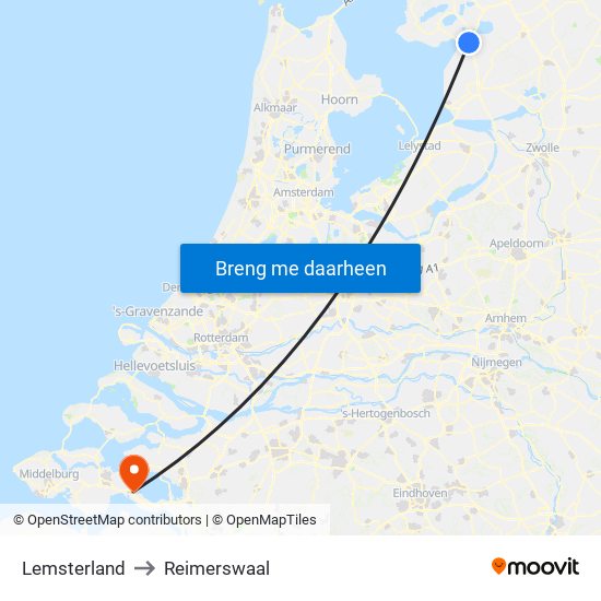 Lemsterland to Reimerswaal map