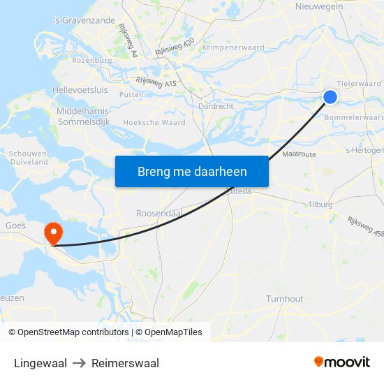 Lingewaal to Reimerswaal map