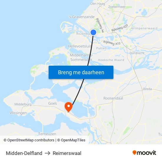Midden-Delfland to Reimerswaal map