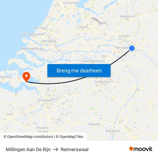 Millingen Aan De Rijn to Reimerswaal map
