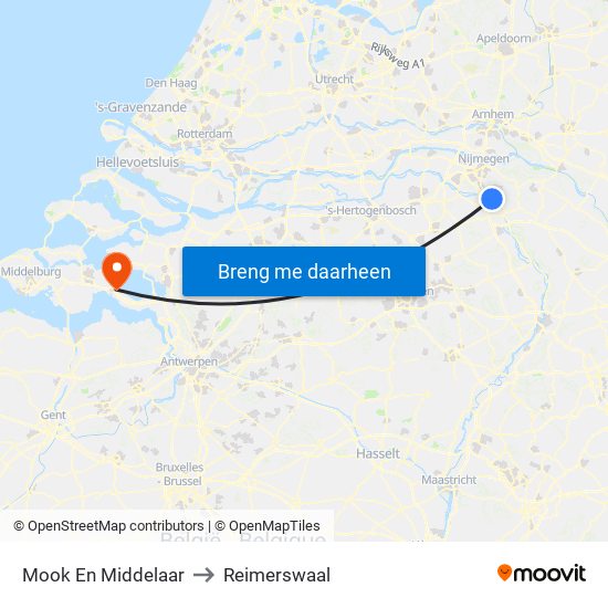 Mook En Middelaar to Reimerswaal map