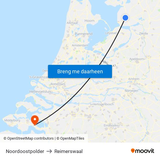 Noordoostpolder to Reimerswaal map