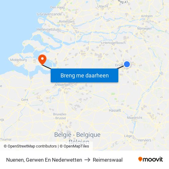 Nuenen, Gerwen En Nederwetten to Reimerswaal map